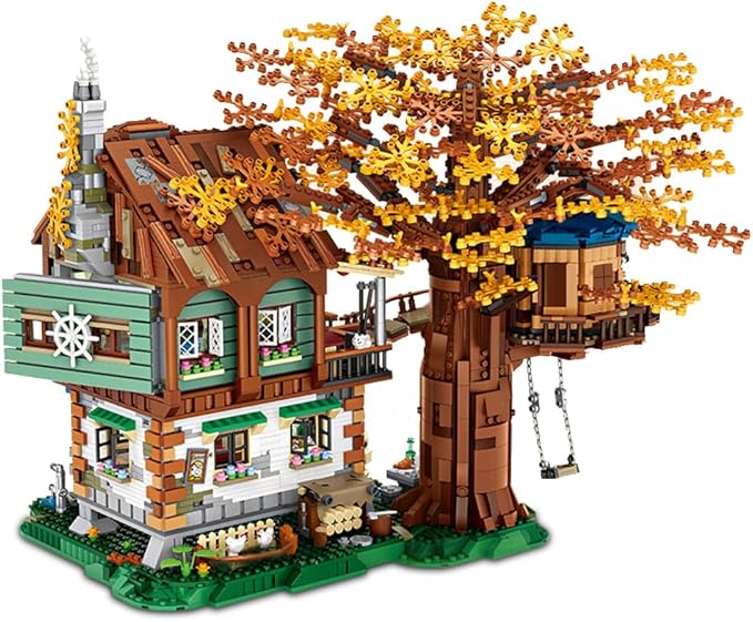 Mini Blocks Tree House Building Kit 4761PCS Idea Forest House Building Blocks Set DIY Mini Bricks Street View House Construction Model for Adult