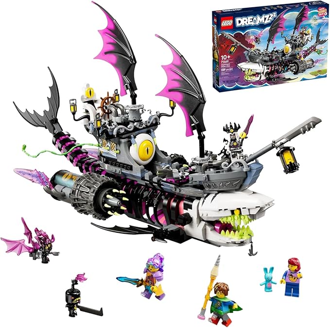 LEGO DREAMZzz Nightmare Shark Ship 71469 Construct The Building Toy Set as a Flying Pirate Ship or a Monster Truck Includes 4 Minifigures Shark Toy Gift for Tweens and Kids Ages 10 and Up