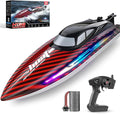 RC Boat 30KMH with 7Light ModesRemote Control Electric Fast Speed Boat for Adults Kids 8-12 Lake Pool Water PlaySelf-rightingDemoWater CoolingFull Waterproof20 MinsLow Battery Alert2.4GhzRed