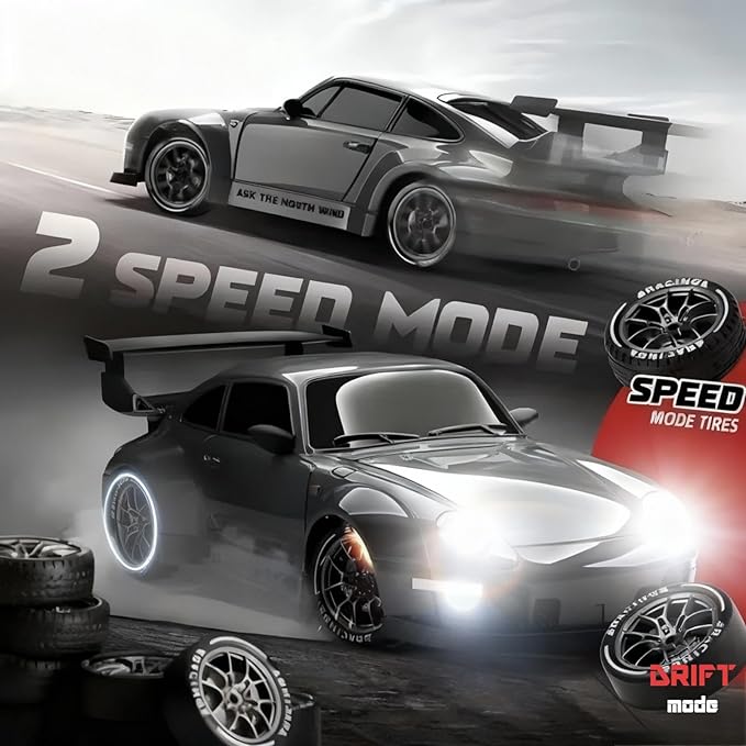 1:24 Scale RC Drift Car with LED Lights 25km/h 4WD High Speed Dual Batteries 50+ Min Play 2.4GHz Remote Control Multi-Surface Drift Tires Racing Toy Vehicle for Adults Boys Girls Royal Enforcer