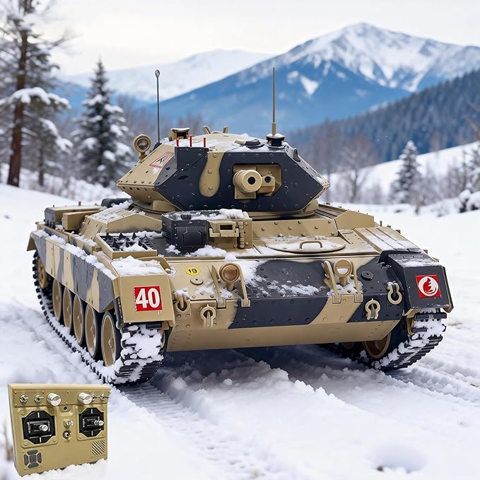 Crusader Mk VI Remote Control Tank 1/16 GB Tank War RC Military Vehicle Simulation Smoke Barrel Lifting/Barrel Expansion/Turret Rotation 360 Degrees/Dual Flow Gearbox/NOT Shooting Camouflage