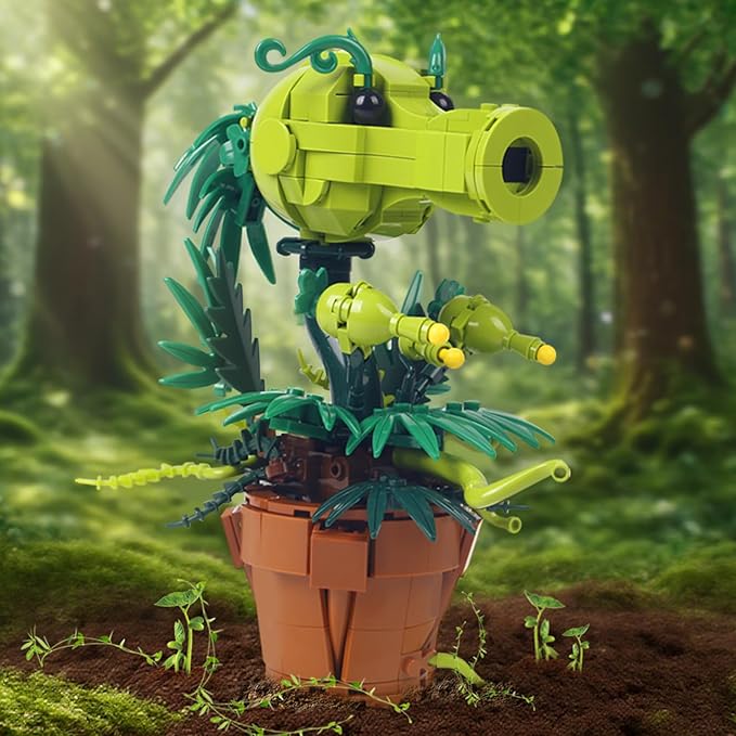 Peashooter Plant Building Toys Model compatible with major brand sizeUnique Plants and Zombis Toy Christmas DIY Architecture or DecorA Greative Display Present for 6+ Boys or Girls(2025 New)