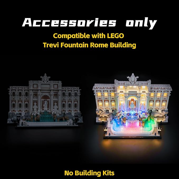 BrickBling LED Lighting Only Compatible with Lego Trevi Fountain Compatible with Lego Architecture Rome 21062 Not Come with Model (RGB RC Version Light)