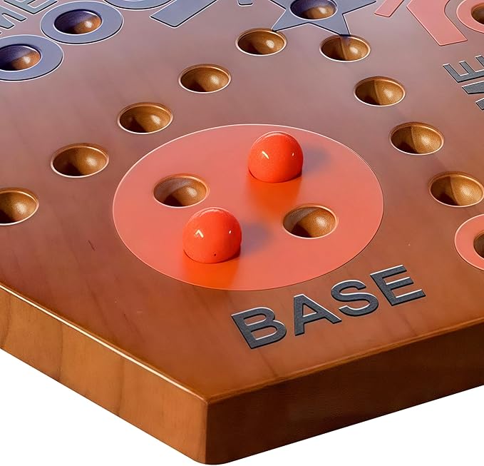 Wooden Board Game Board Game Original Marble Game Double Sided Painted 2 to 6 Player Fast Track Wooden with 6 Colors 24 Marbles 6 Dice for Adults Kids Family(24 INCH Flame)