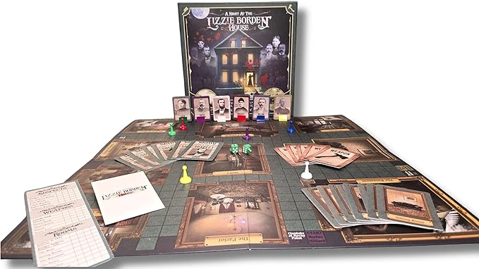 A Night at The Lizzie Borden House Mystery Official Board Game | Halloween Game | Gothic Home Decor | Spooky Games | Eerie Evening Entertainment