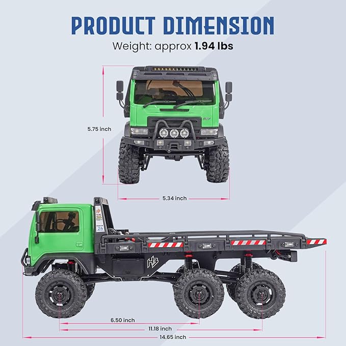 HOBBYPLUS ARKTOS V1.5 CR18P Rock Crawler RTR All Terrain - Remote Control Car Rock Crawler 1/18 Scale 6WD 2 Speed Transmission Off Road for Adults RC Hobbyists (Green)
