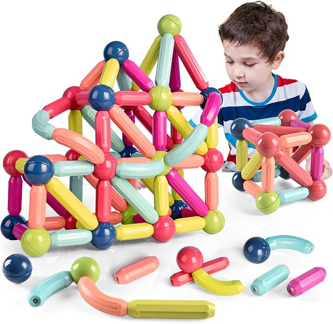 Magnetic Balls and Rods Set Magnet Building Set Magnetic Balls and Sticks - Featuring Safe Extra-Strong Montessori Toys STEM Stacking Toys for Boys &amp Girls 3+ (42 PCS)