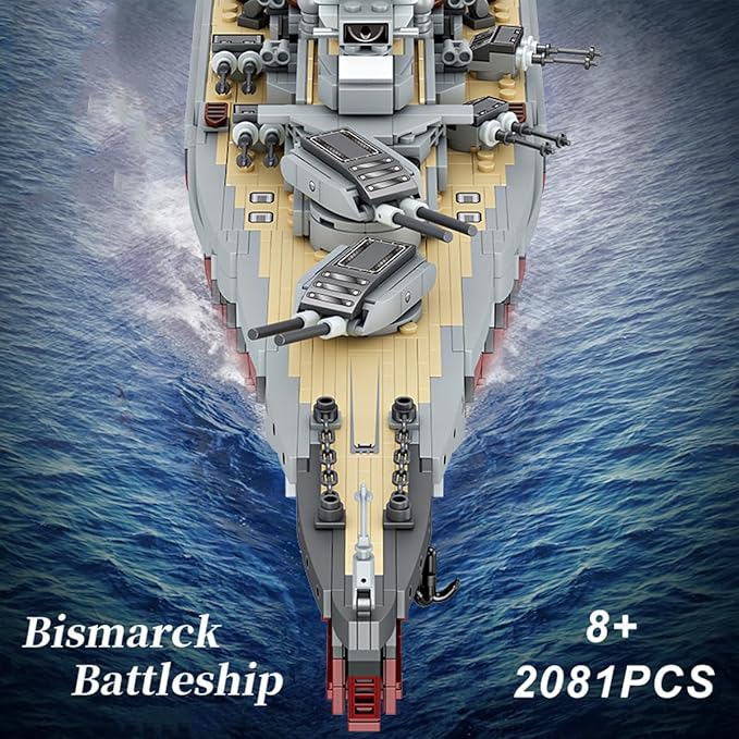 Gonli Bismarck Battleship Building Blocks Set - Germany WW2 Military Building Toys for Adults - Classic Cruiser Model Bricks - Gifts for Adults