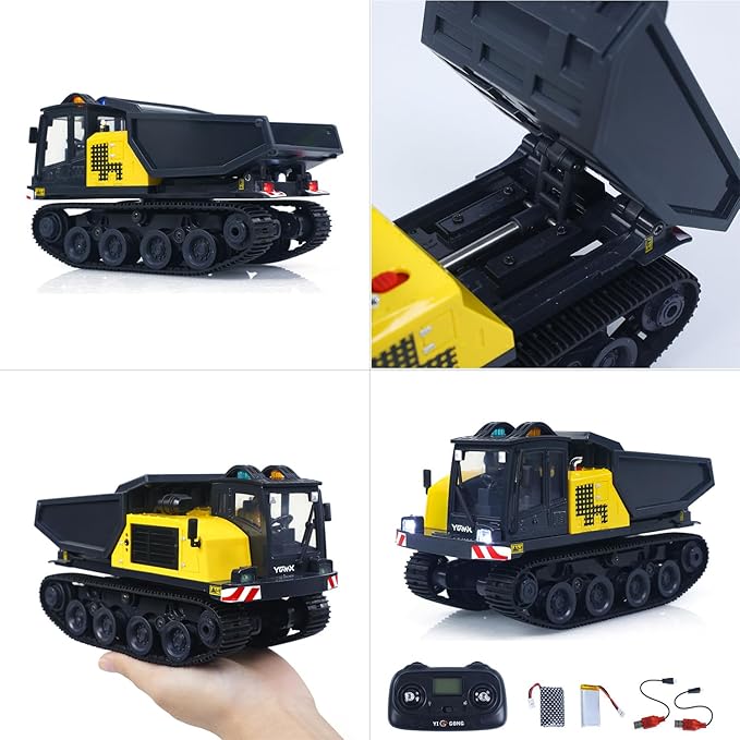 TOUCAN RC HOBBY 1/50 T14R Panther RTR Electric RC Crawler Dump Truck Construction Vehicle Tracked Tipper Finished Model Lights Sounds Unit for Adult Hobby
