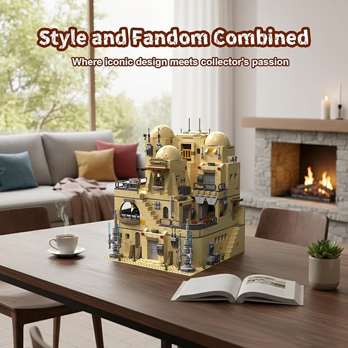 Space Wars Building Set for Adults Tatooine Cantina Modular Building Movie Desert House Architecture with Gift Box &amp Figures Collection for Home Office Decor (2731 Pcs