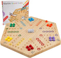Wahoo Marble Board Game - Extra Large 23.6 Inches Game Board for 4 and 6 Players Classic Family Fun with 30 Marbles 6 Dice Storage Bag &amp Gift Box Bright Colors. (Extra Large Log)