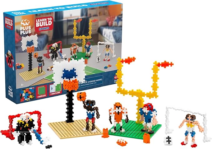 PLUS PLUS Learn to Build Set Interlocking Mini Building Blocks 3D Puzzle Construction Stem Toy for Kids - Sports 380 Pieces