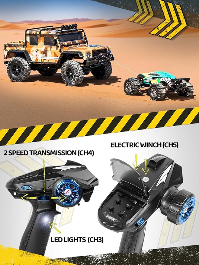 1/8 Scale Fast RC Cars for AdultsMax 10 mph Electric Off-Road Monster TruckWaterproof RC Car 4WD Remote Control Car with 3S Lipo 30+ Min Play All Terrain