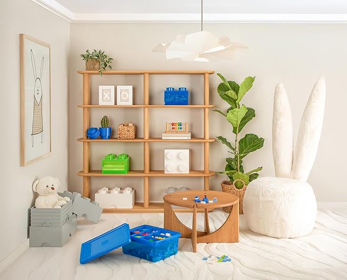 LEGO Storage Brick 8 - studs BLUE - Stackable Plastic Storage Box with Lid for Kids and Adults Ideal Desk Organizer and Toy Box - 12.1L Capacity