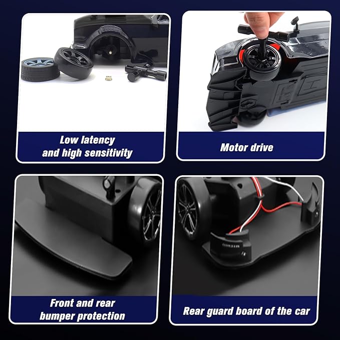RC Drift Car 1:16 Scale Remote Control Car 2.4GHz 4WD 40KM/H High Speed RC Racing Car with Headlight Drifting Tires and Racing Tires for Adults Kids