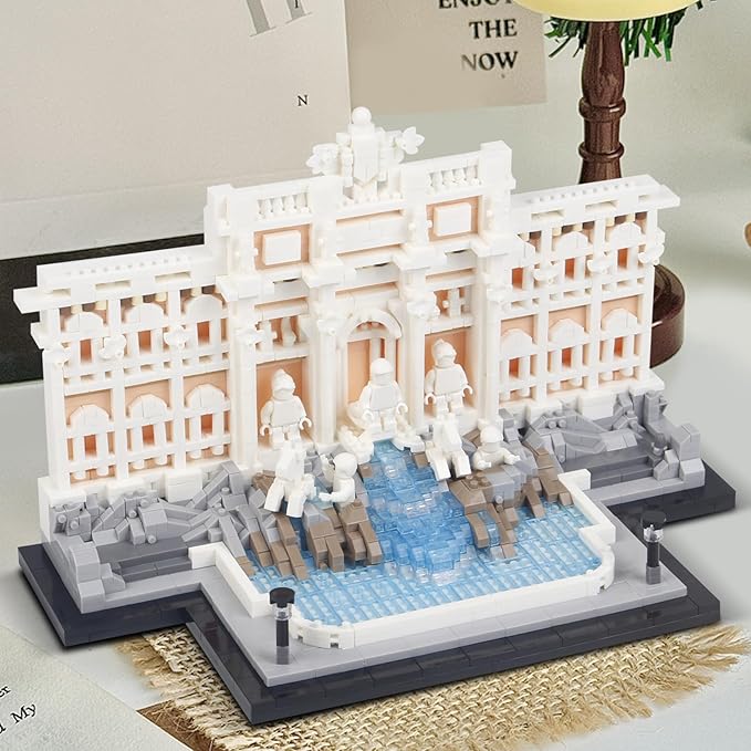 2000pcs Trevi Fountain Archiecture Micro Mini Building Blocks SetCreative Ideals Roman Landmark Model Collection for 14+ Boys Girls or Adults