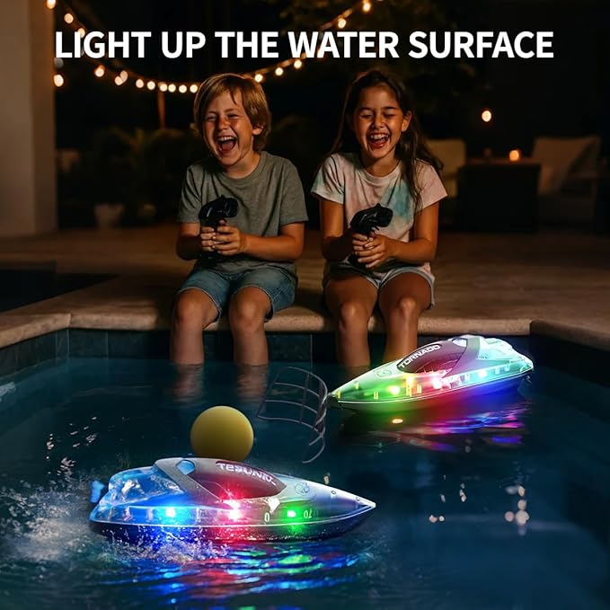 RC Boat 2 Pack Remote Control Boats for Kids &amp Adults15KM/H Twin-Screw Waterproof RC Boats with 2.4GHz RemoteLED Lights One-Key FlipDual Speed Modes4 Rechargeable BatteriesPool &amp Lake Ra