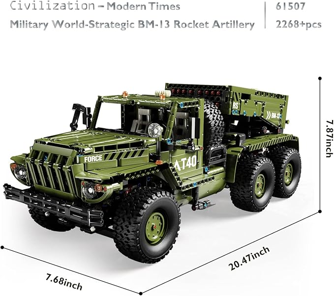 JMBricklayer Rocket Artillery Building Set Adults WW2 Military Tank Model Toy Construction Set Army Vehicle Collectible Home Display Gifts for Boys Teens Adults 61507