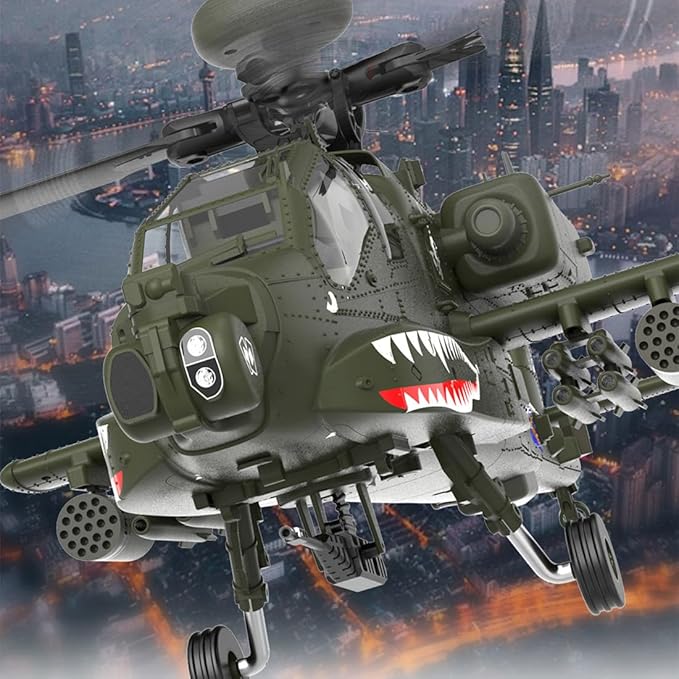 YUXIANG F11 AH64 RC Helicopter for Adults for AH64 Apache 1/32 Scale 2.4G 6CH 6G/3D Stunt Remote Control Military Aircraft Toys with 6-Axis Gyro &amp 2 Brushless Motor &amp Lights - RTF