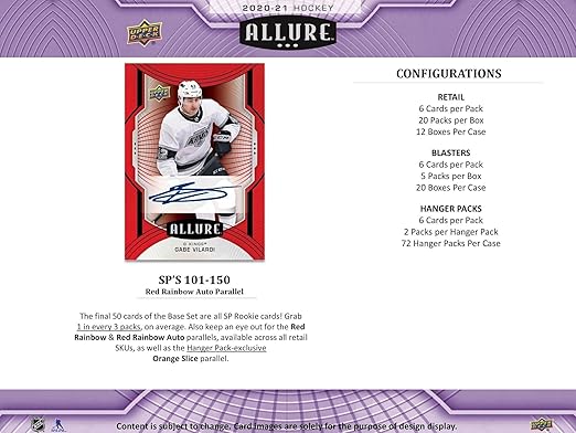 2020-21 Upper Deck Allure NHL Hockey Blaster Box - 6 Packs per Box - 5 Cards per Pack - Look for Blaster Exclusive Yellow Taxi Parallel