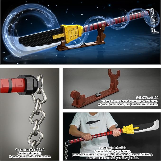 TOY PLAYER One Priate Piece Edward Newgate Katana (48 in) Compatible with Lego Cosplay Whitebeard Falchion with Scabbard and Stand Katana Building Set Gift for Anime Fans(1319 Pcs)