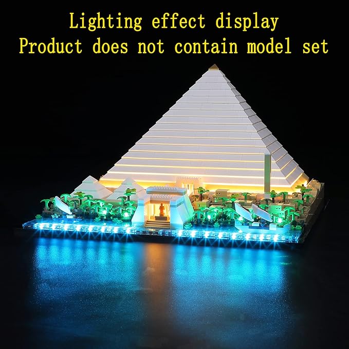 LED Light Kit Compatible with Lego Great Pyramid of Giza - Lighting Set for Architecture 21058 Building Model (Model Set Not Included)