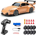 High Speed 1:24 4WD RC Drift Car with Proportional 2.4G Remote Control Dual Tire Configuration and LED Light Racing Vehicle Model for Adults Enthusiasts– Orange