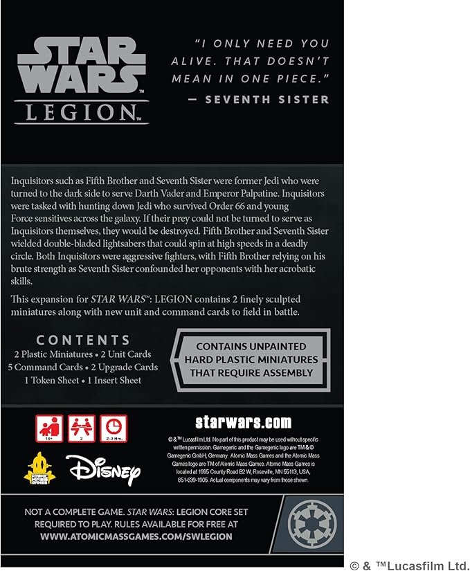Star Wars: Legion Fifth Brother and Seventh Sister OPERATIVE EXPANSION - Tabletop Miniatures Game Strategy Game for Kids and Adults Ages 14+ 2 Players 3 Hour Playtime Made by Atomic Mass Games
