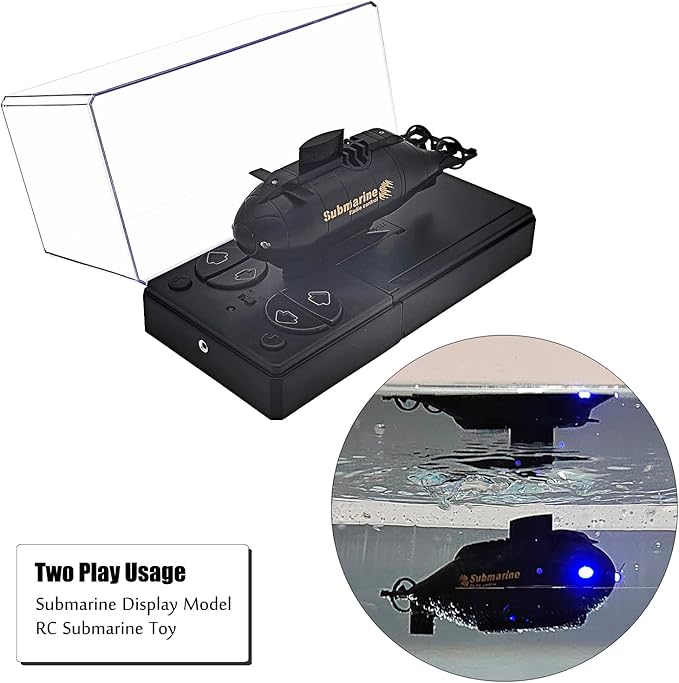 Tipmant Mini Remote Control Nuclear Submarine Toy RC Boat Electric Water Kids Birthday Gifts (Black)