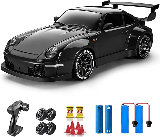 ACAMMZAR RC Drift Car 1:24 Remote Control Car for Kids 20KM/H 4WD High Speed RC Cars with Lights Extra Racing Tires Vehicle for Adults Boys Girls Black