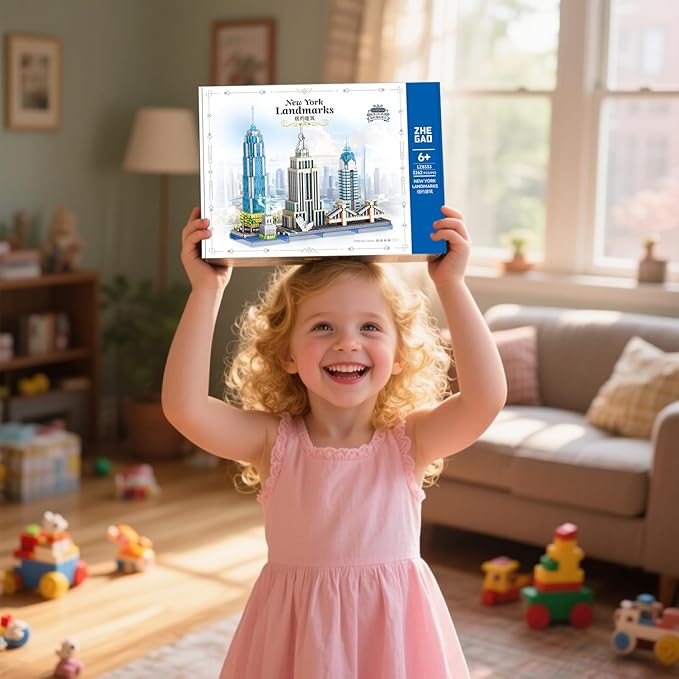 New York Skyline Micro Mini Blocks Building Set The Statue of LibertyEmpire State Architecture Building Brooklyn Bridge Gift for Kids and Adults (3262 Pieces)