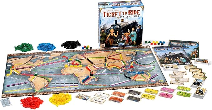 Asmodee Ticket to Ride Rails &amp Sails Board Game - Train Route-Building Strategy Game Family Fun for Kids &amp Adults Ages 10+ 2-5 Players 90-120 Minute Playtime