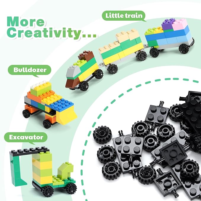 Lekebaby Classic 1546 Pieces Building Bricks with 46PCS Wheel Accessory Kit Basic Brick Set for Kids Creative Play Compatible with All Major Brands Educational Toy for Boys Girls 6 Years Old and Up