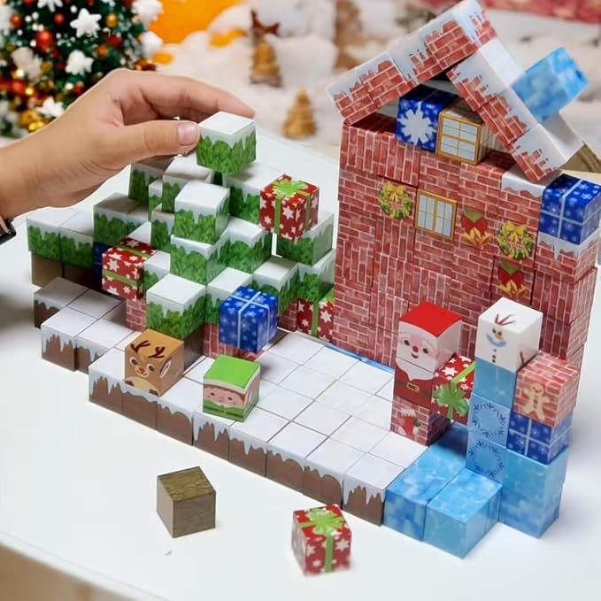 150PCS Magnetic Tiles Christmas Building Set STEM Sensory Toys with Santa &amp Reindeer Figures for Kids Ages 3-12 Gift Educational Magnetic Blocks for Toddler Boys Girls