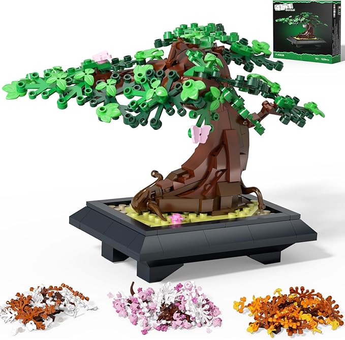 Bonsai Tree Building Sets - 4 in 1 Four Seasons Bonsai DIY Building Blocks Toy Artificial Bonsai Tree Plants for Home Decor Table Desk Office - Christmas Day Gift for Kids and Adults