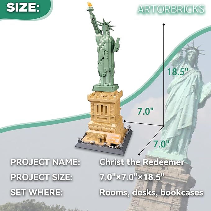 ArtorBricks Statue of Liberty Architecture Model Kit - 1577-Piece Premium Building Set for Collectors Detailed Display &amp Thoughtful Gift Idea