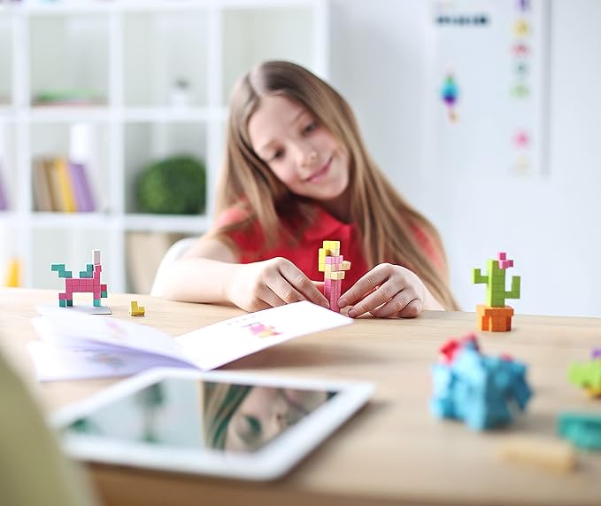 PIXIO Noir - Tiny Magnetic Blocks Building Toy in The Pixel Art Style with Free App - 5/16 Plastic Cubes with 6 Magnets Inside - Open Ended Toy - Creativity Toy for Ages 6+ - 60pcs