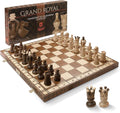 Wegiel Grand Royal Wooden Chess Set for Adults and Kids - 18 Inch Luxury Chess Set Handcrafted from Premium Beech and Birch Wood - Unique Folding Design with Storage