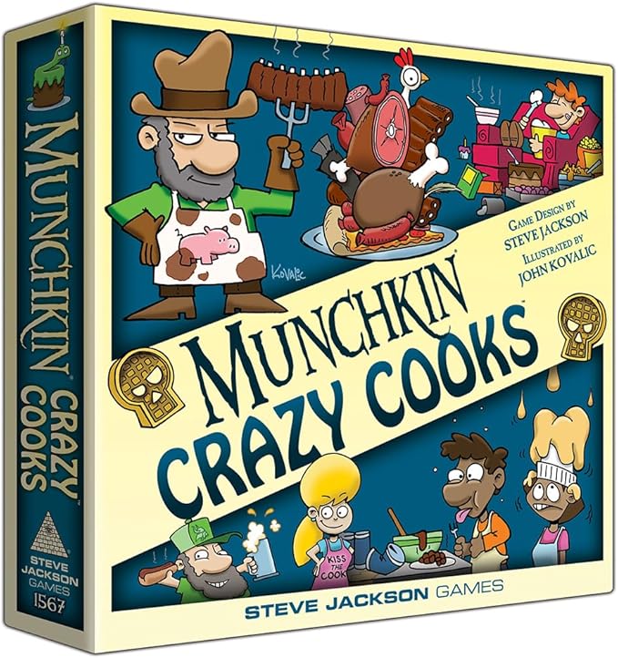 Munchkin Crazy Cooks Board Game | Family Card and Board Game | Adult Kids &amp Family Game | Fantasy Adventure | Fantasy RPG | Ages 10+ | 3-6 Players | Avg Play Time 120 Min | Steve Jackson Games