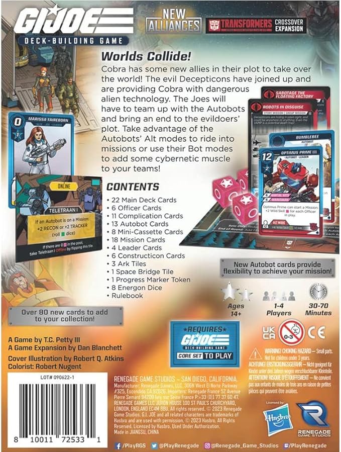 Renegade Game Studios G.I. Joe Deck-Building Game: New Alliances Transformers Crossover Expansion 1-4 Players Ages 14+