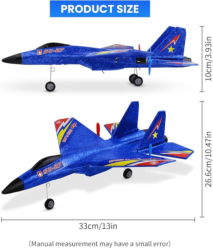 Su27 RC Plane Remote Control Airplane 2.4Ghz Ultra Long Endurance Raptor RC Fighter Jet Toy Airplanes for Kids Beginners Boys Girls