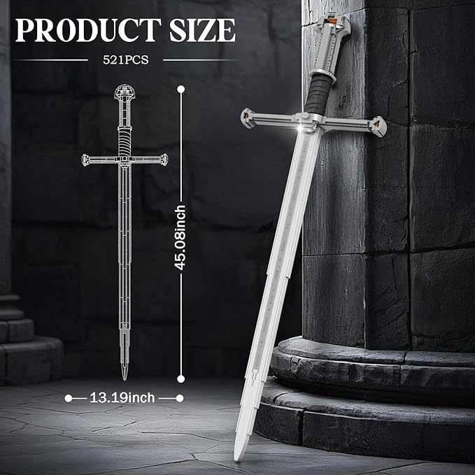 Reobrix Sword Building Sets for Adults Cool Narthil 99024 Collectible Build and Display Model Anime-Style Cosplay Toy Sword Home Office Decor Ideal Gifts for Adults Boys Girls 14+ (521 PCS)