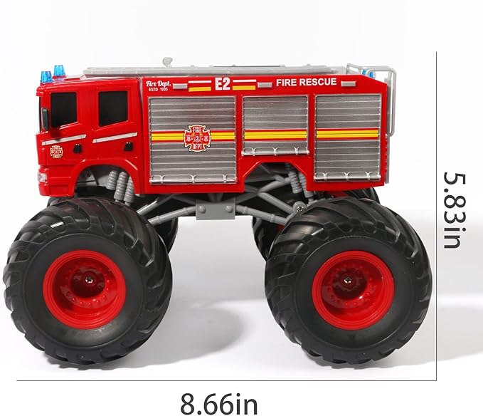 Remote Control Fire Truck Monster Truck Toy1/18 RC Fire Truck2.4GHz Offroad Hobby RC Racing Car with LED High Speed Best Gift for Kids