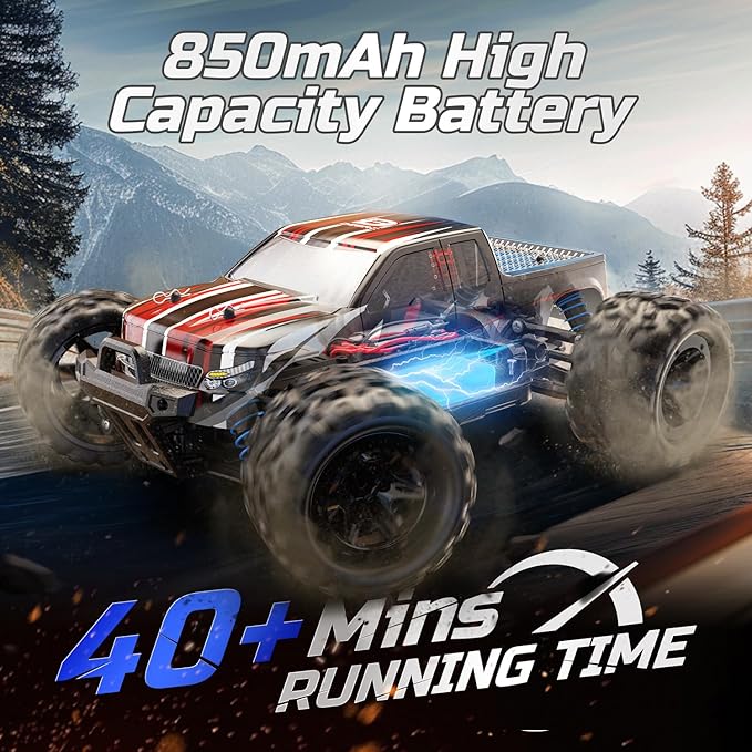 DEERC 9300E Remote Control Car High Speed RC Cars for Kids Adults 1:16 Scale 40 KM/H 4WD Off Road Monster Trucks2.4GHz All Terrain Toy Trucks with 2 Rechargeable Battery