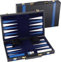 GSE Games &amp Sports Expert Premium Leather Backgammon Board Game Set Classic Backgammon Game Set with Leather Case Travel Folding Board Game (Black&ampBlue Medium)