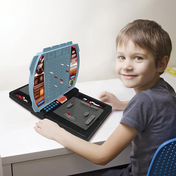 Talking Sea Battle (French English Spanish Portuguese) Electronic Board Game 1 or 2 Players Interactive Light and Sound Effects Strategy batteriy Operated Grey/Black GT2800i1