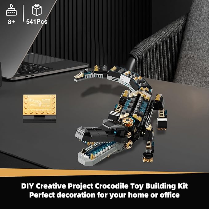 541 Piece Crocodile Building SetsSea Creatures Creative Model Building KitSTEM Dinosaur World Park Building Toy Mechanical Animal Brick SetChristmas Birthday Gifts for BoysTeens Adults