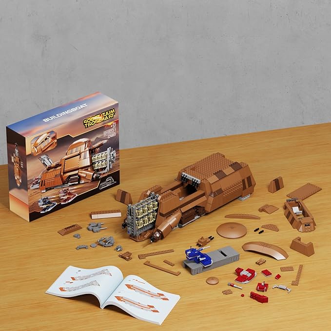 Battle Trade Federation Droid Ship Multi Troop Transport Building Kit Battle Soldiers Troop Carrier with 2 Droidekas &amp 8 Machine GunBuilidng Toy for Kids Ages 12+(1286 Pieces)