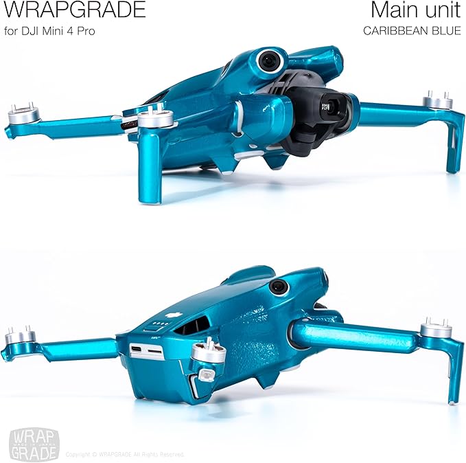 WRAPGRADE Skin Stickers Compatible with DJI Mini 4 Pro | Full Wrap (Caribbean Blue)