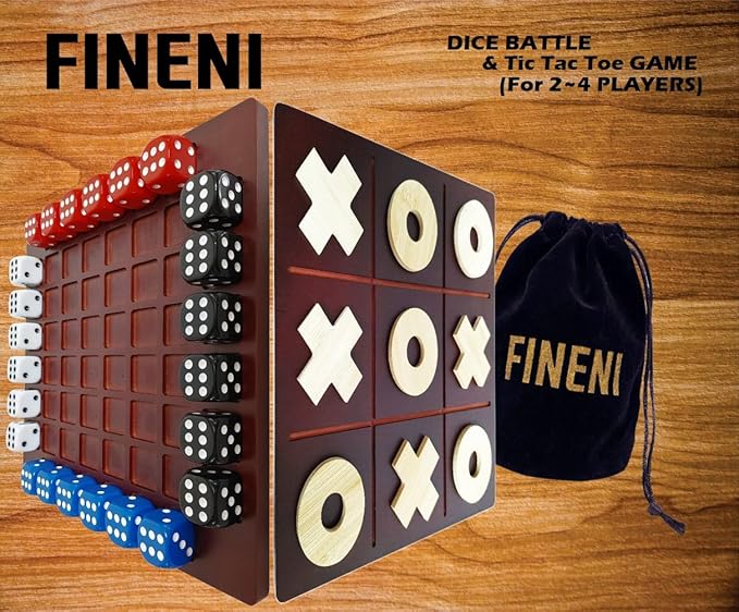Dual Sides Battle &amp TicTacToe - Wooden Coffee Table Game for 2-4 Players